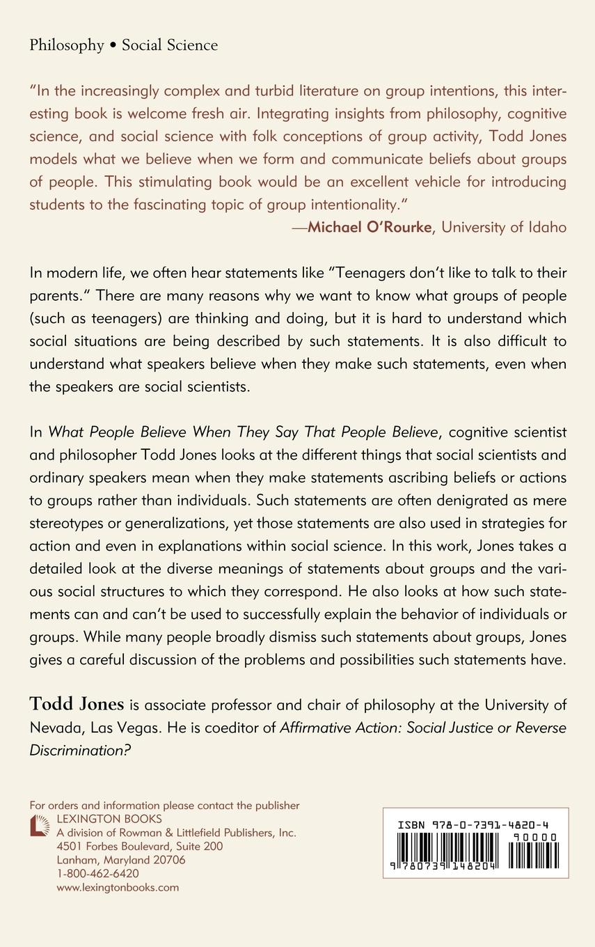 Rückseitencover What People Believe When They Say That People Believe