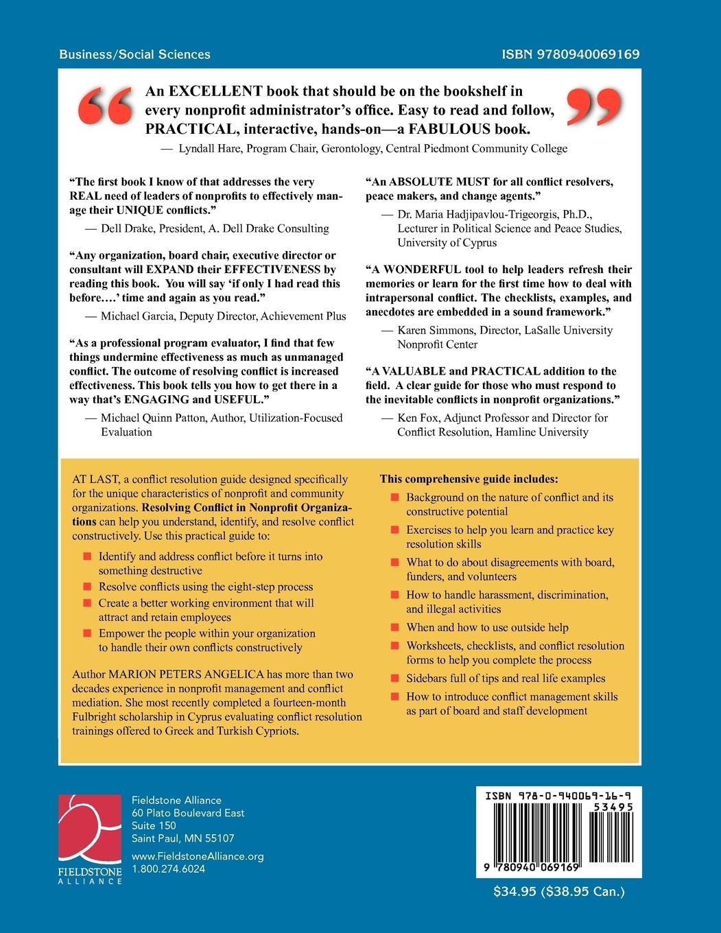 Rückseitencover Resolving Conflict In Nonprofit Organizations