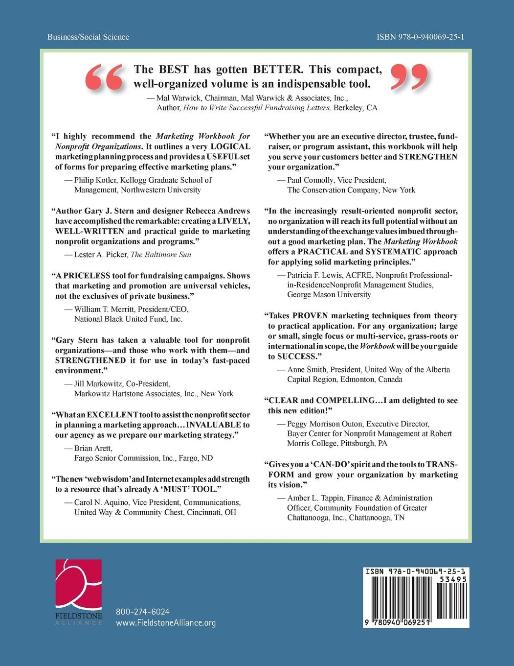 Rückseitencover Marketing Workbook for Nonprofit Organizations