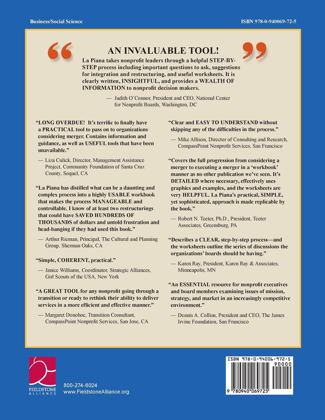 Rückseitencover The Nonprofit Mergers Workbook Part I