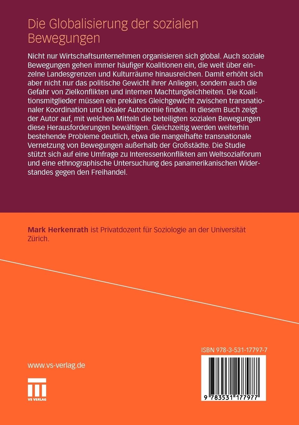 Rückseitencover Die Globalisierung der sozialen Bewegungen