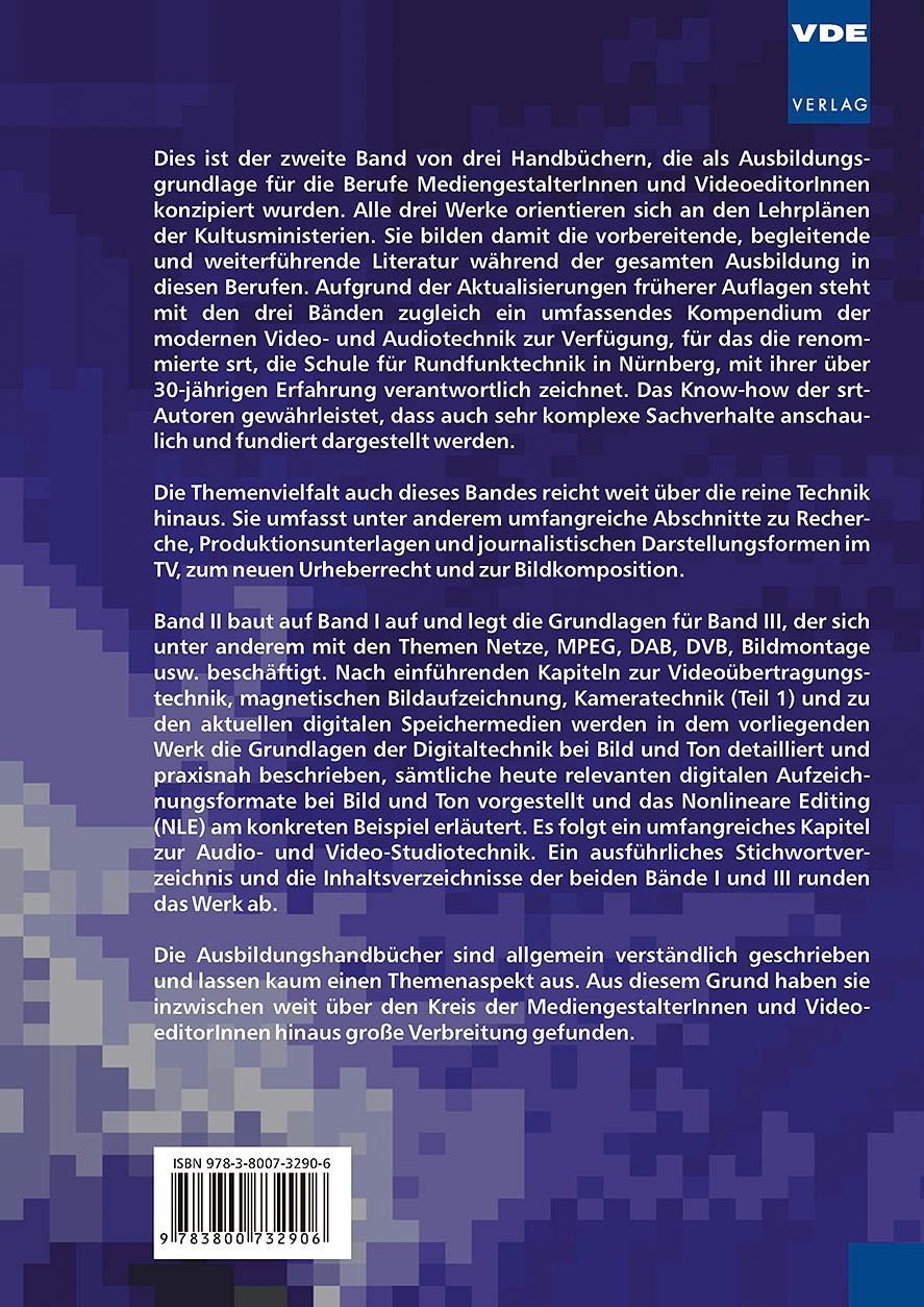 Rückseitencover Ausbildungshandbuch audiovisuelle Medienberufe Bd.II