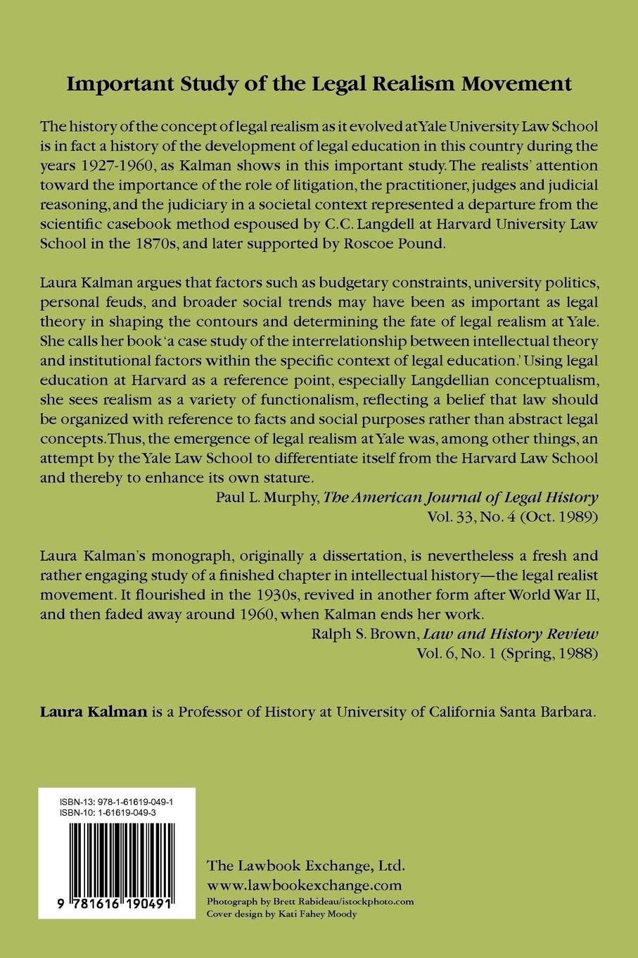 Rückseitencover Legal Realism at Yale, 1927-1960