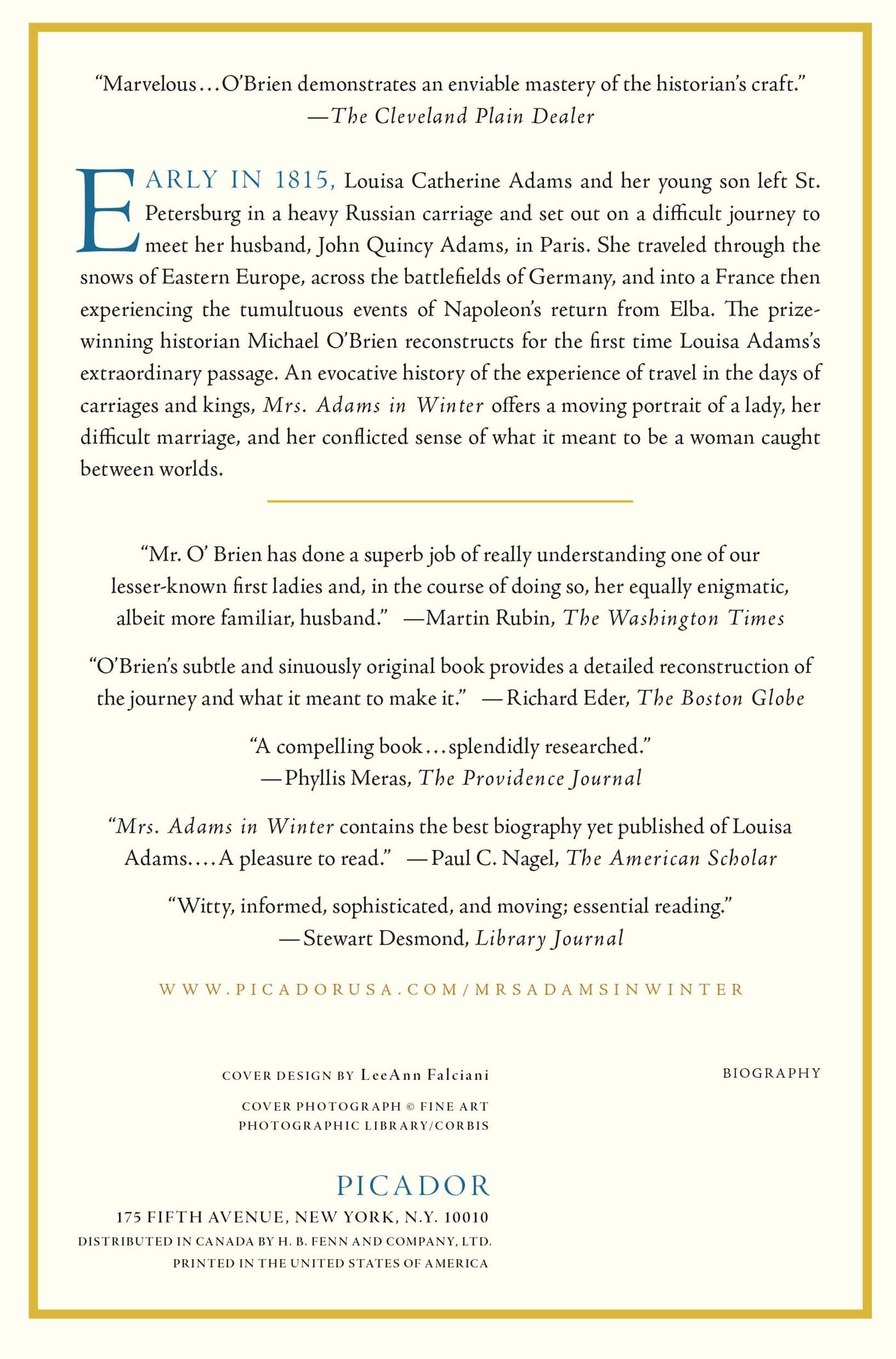 Rückseitencover Mrs. Adams in Winter