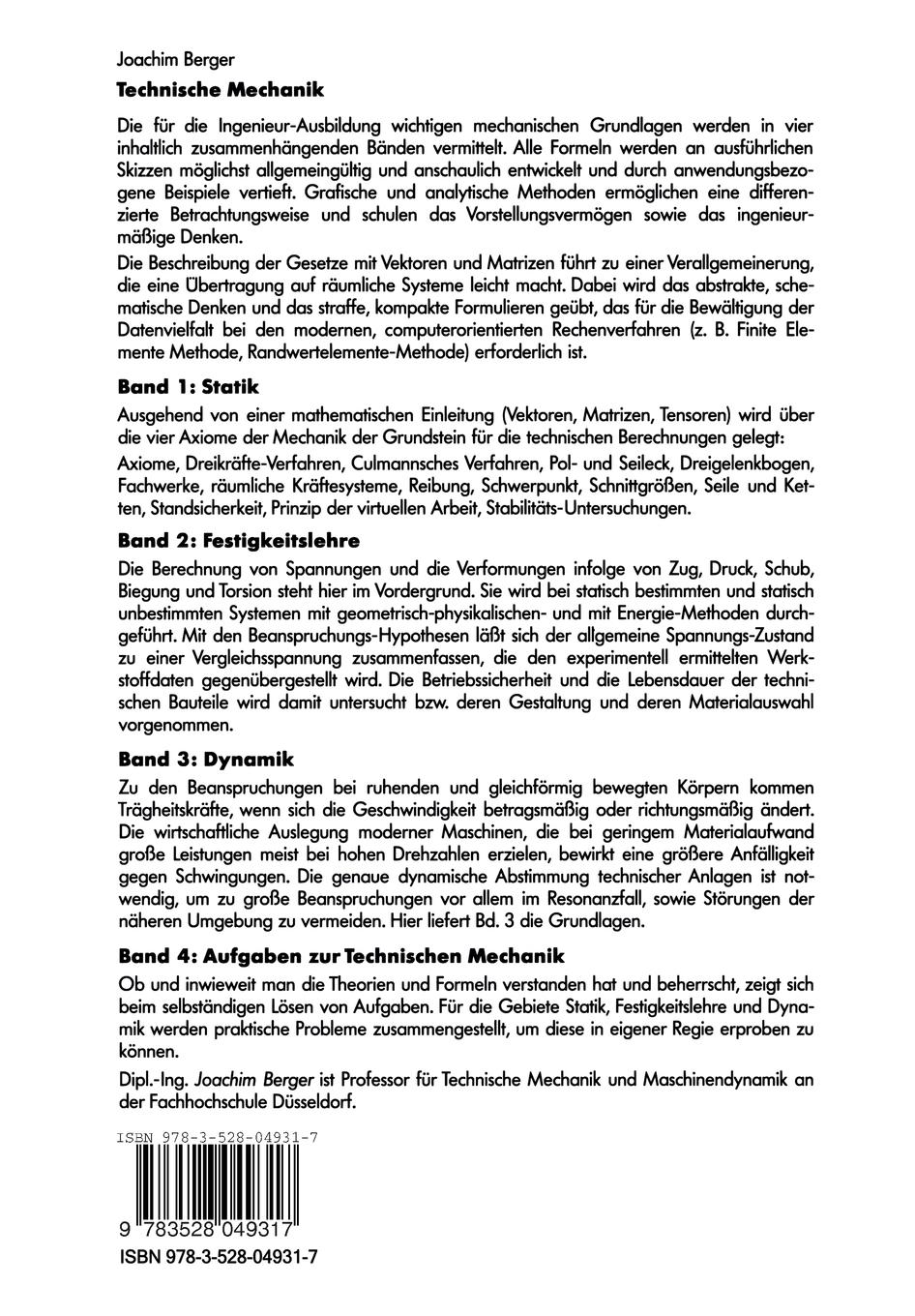 Rückseitencover Technische Mechanik für Ingenieure