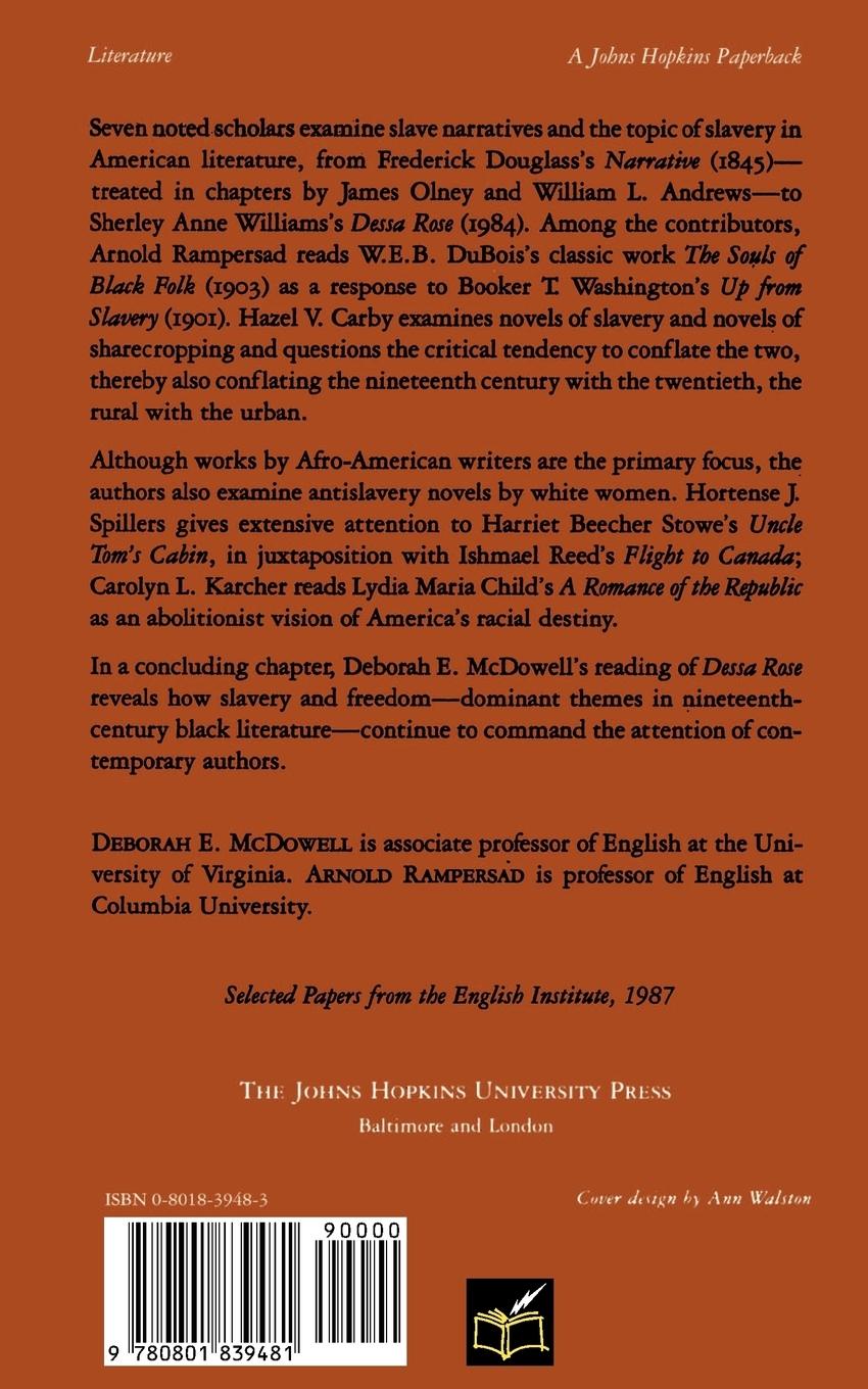 Rückseitencover Slavery and the Literary Imagination