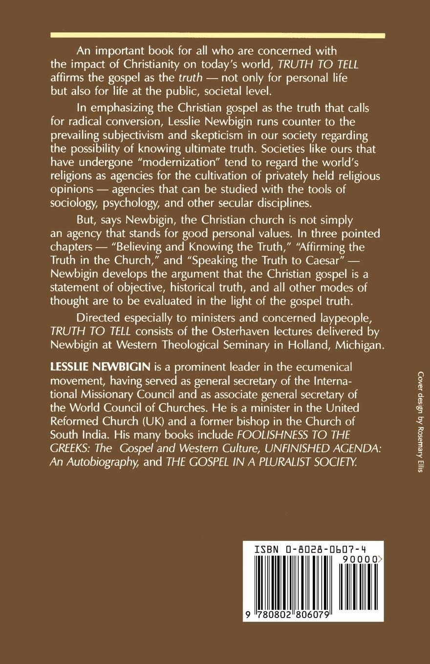 Rückseitencover Truth to Tell