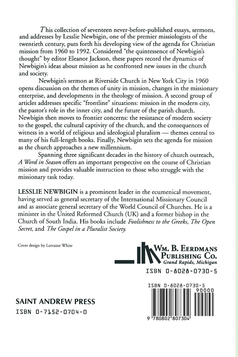 Rückseitencover A Word in Season