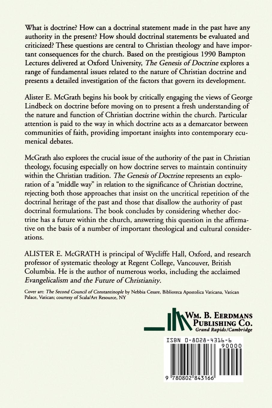 Rückseitencover The Genesis of Doctrine