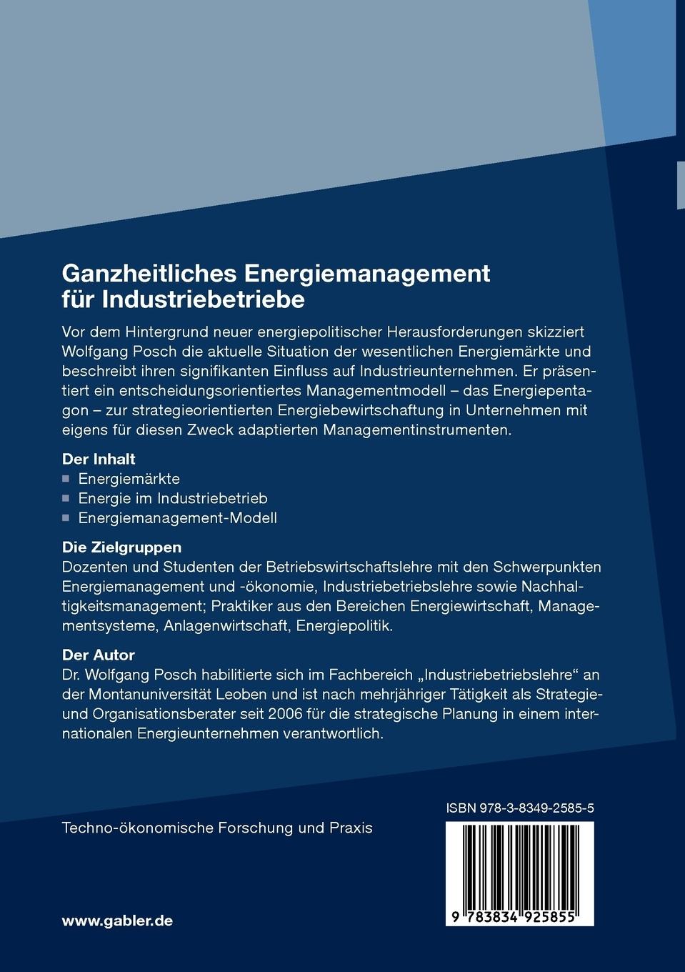 Rückseitencover Ganzheitliches Energiemanagement für Industriebetriebe