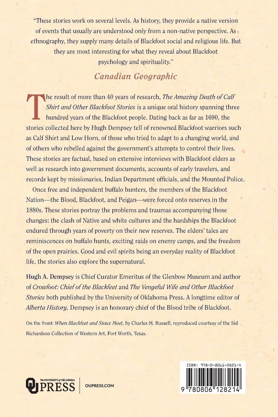 Rückseitencover The Amazing Death of Calf Shirt: And Other Blackfoot Stories