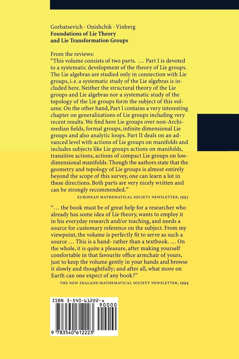 Rückseitencover Lie Groups and Lie Algebras I