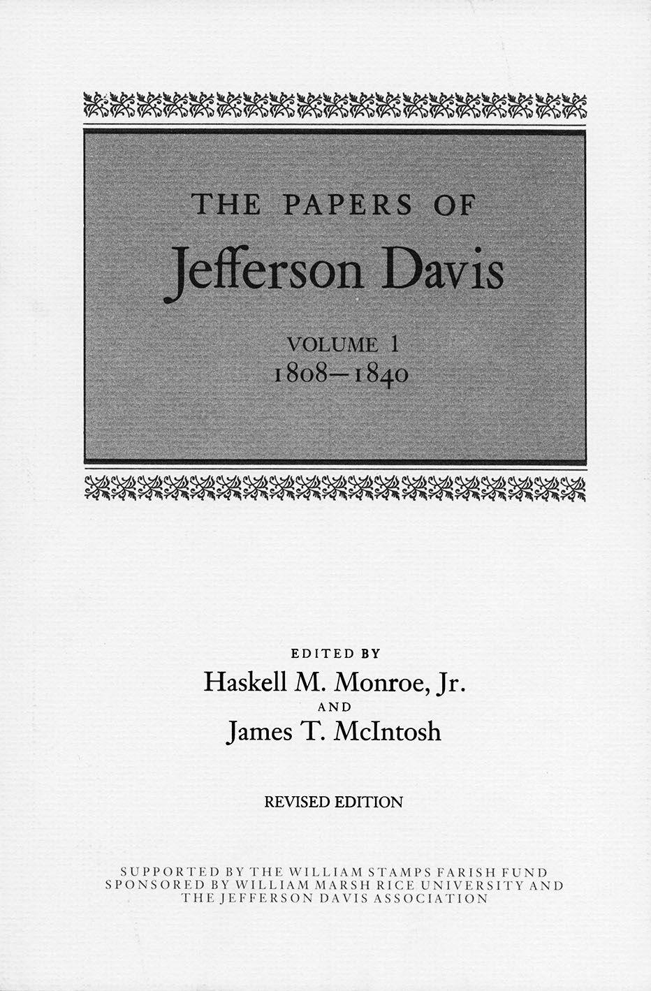 Vorderes Coverbild The Papers of Jefferson Davis