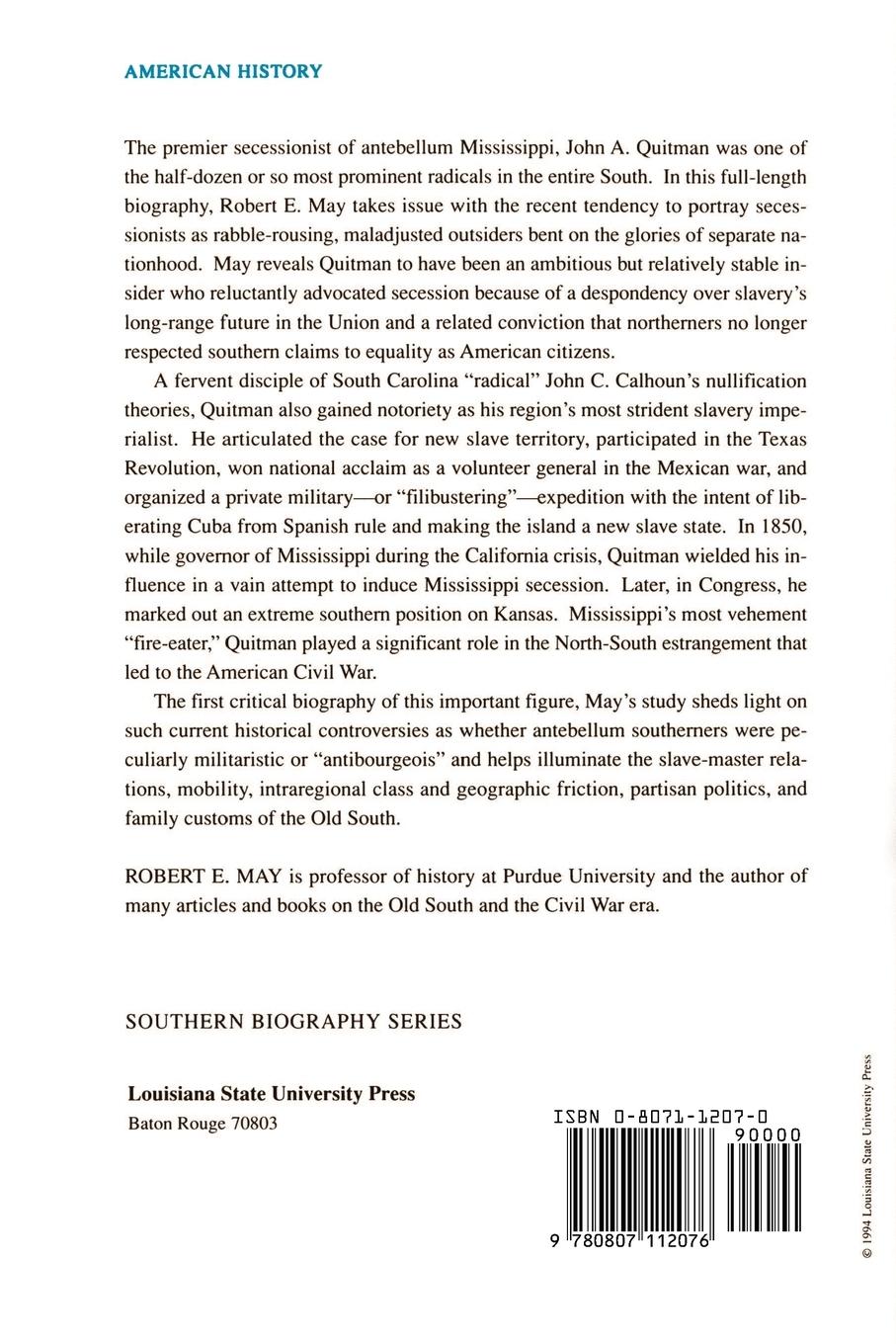 Rückseitencover John A. Quitman
