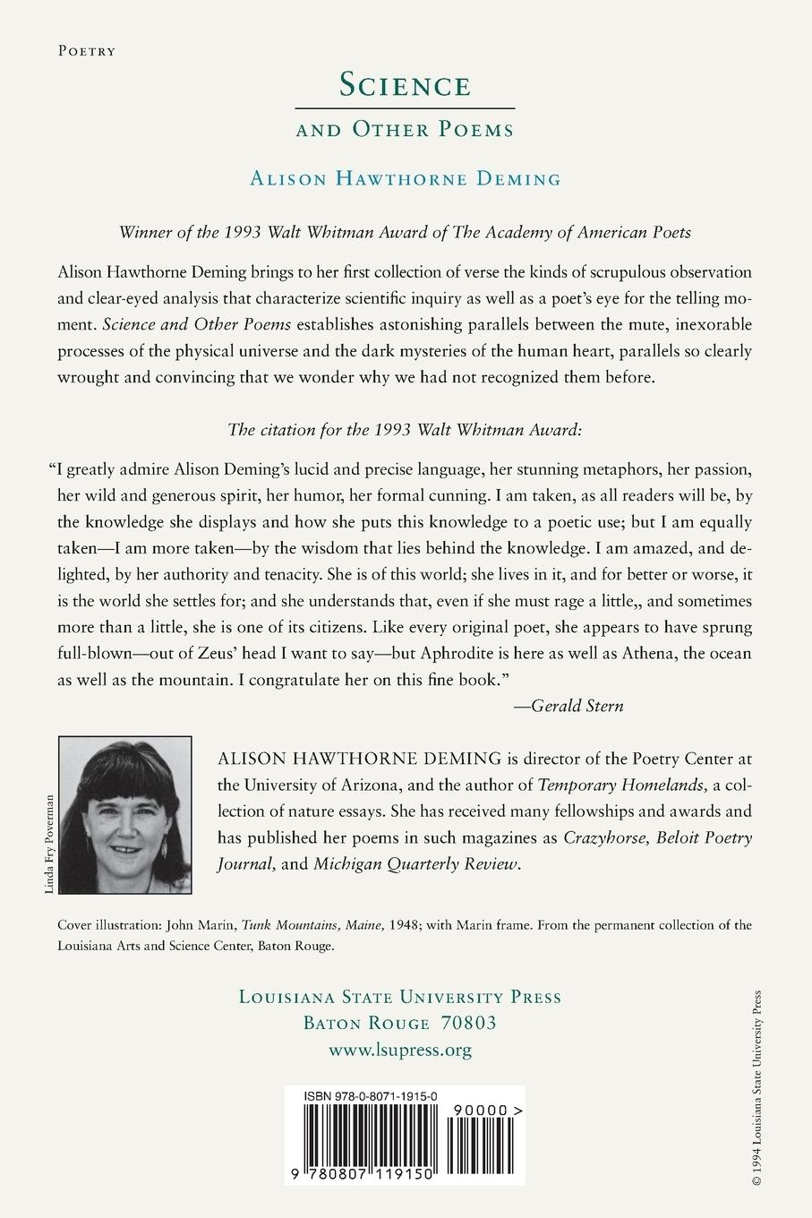 Rückseitencover Science and Other Poems