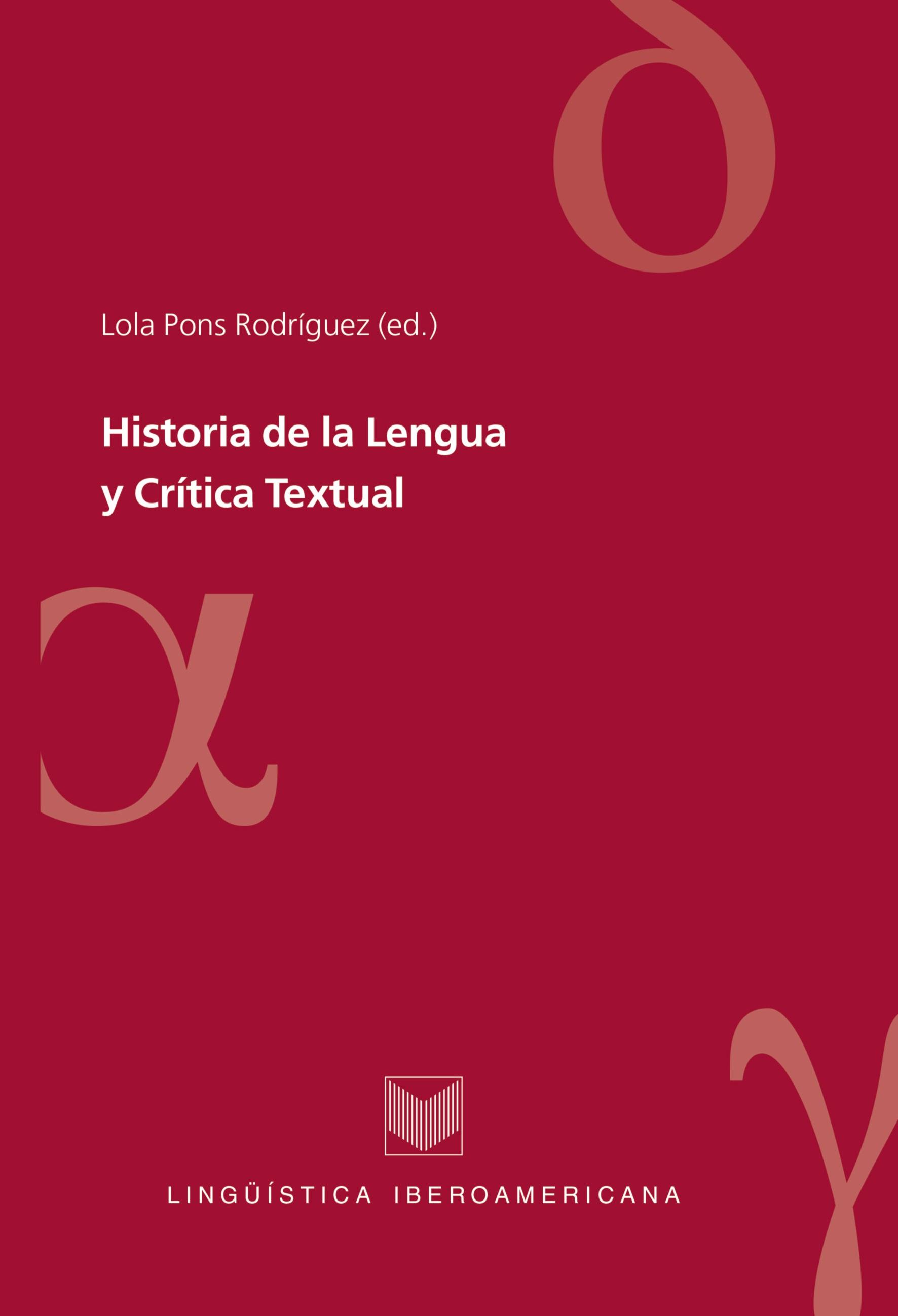 Vorderes Coverbild Historia de la Lengua y Crítica Textual