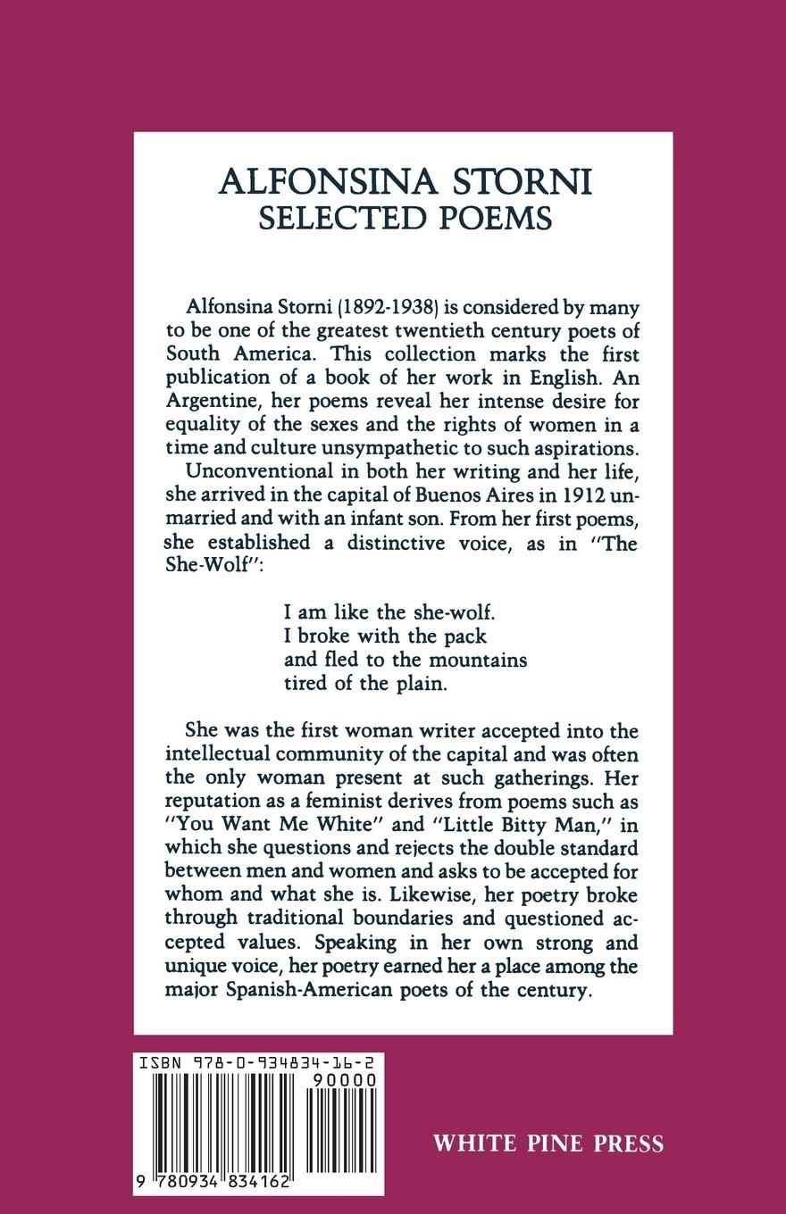 Rückseitencover Alfonsina Storni: Selected Poems