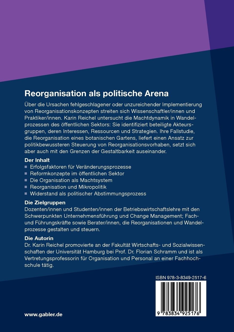 Rückseitencover Reorganisation als politische Arena