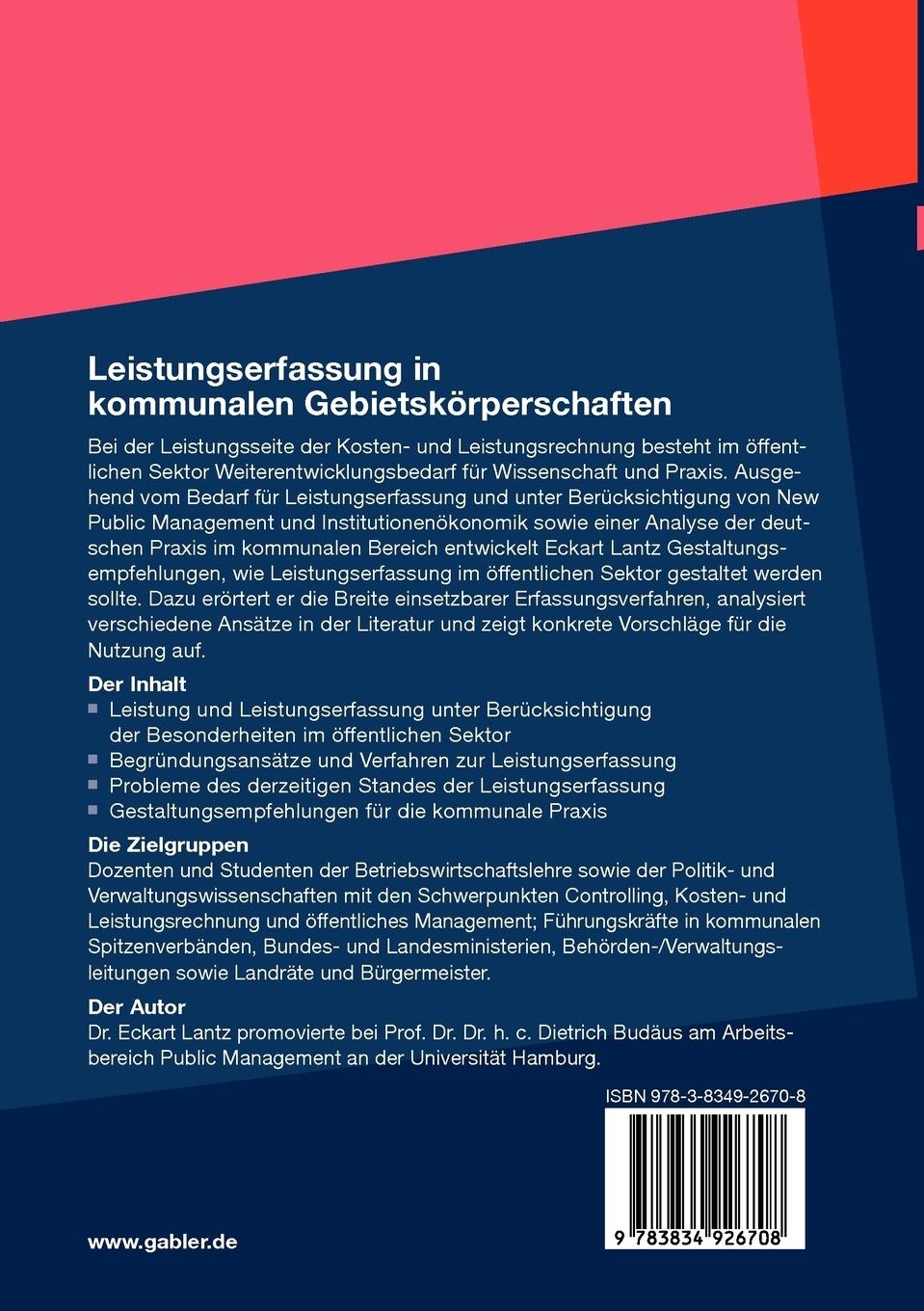 Rückseitencover Leistungserfassung in kommunalen Gebietskörperschaften
