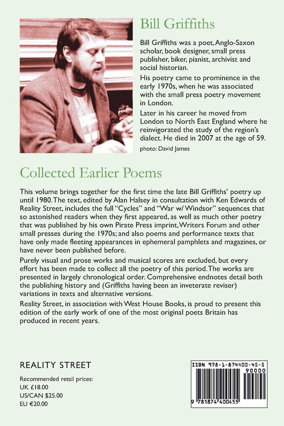 Rückseitencover Collected Earlier Poems (1966-80)