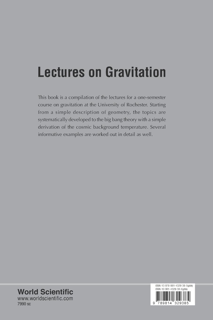 Rückseitencover LECTURES ON GRAVITATION