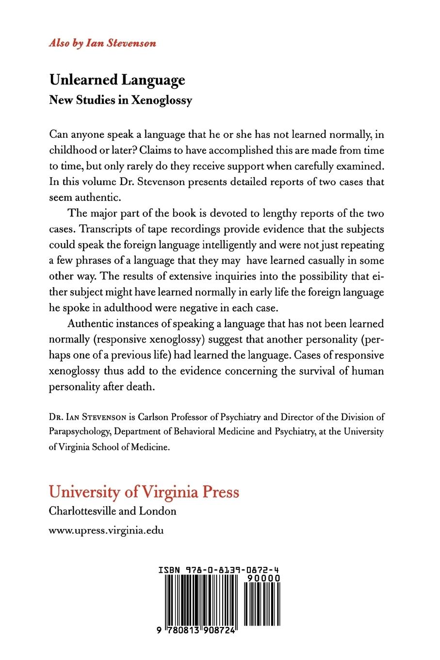 Rückseitencover Twenty Cases Suggestive of Reincarnation