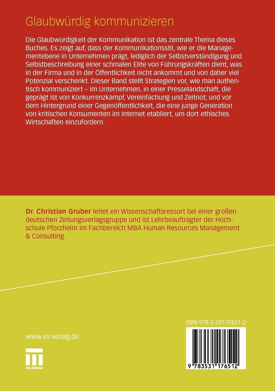 Rückseitencover Glaubwürdig kommunizieren