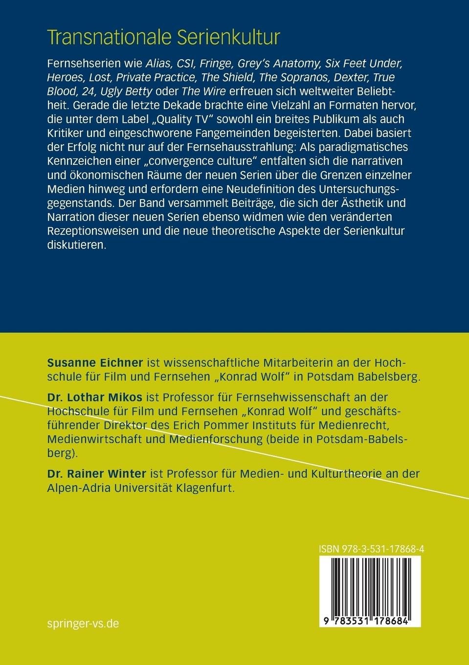 Rückseitencover Transnationale Serienkultur