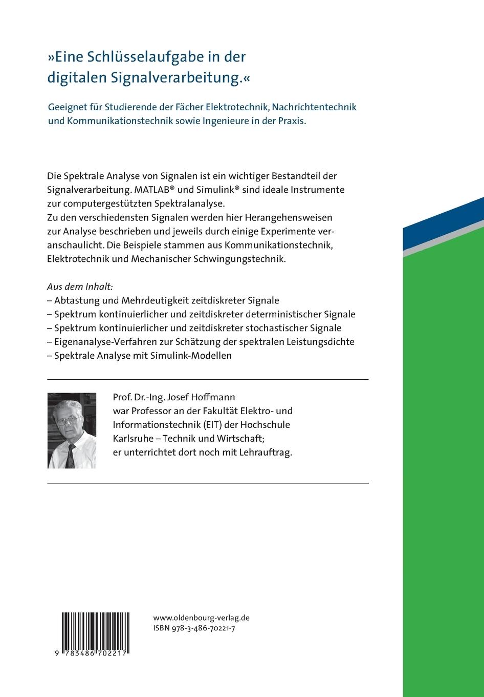 Rückseitencover Spektrale Analyse mit MATLAB und Simulink