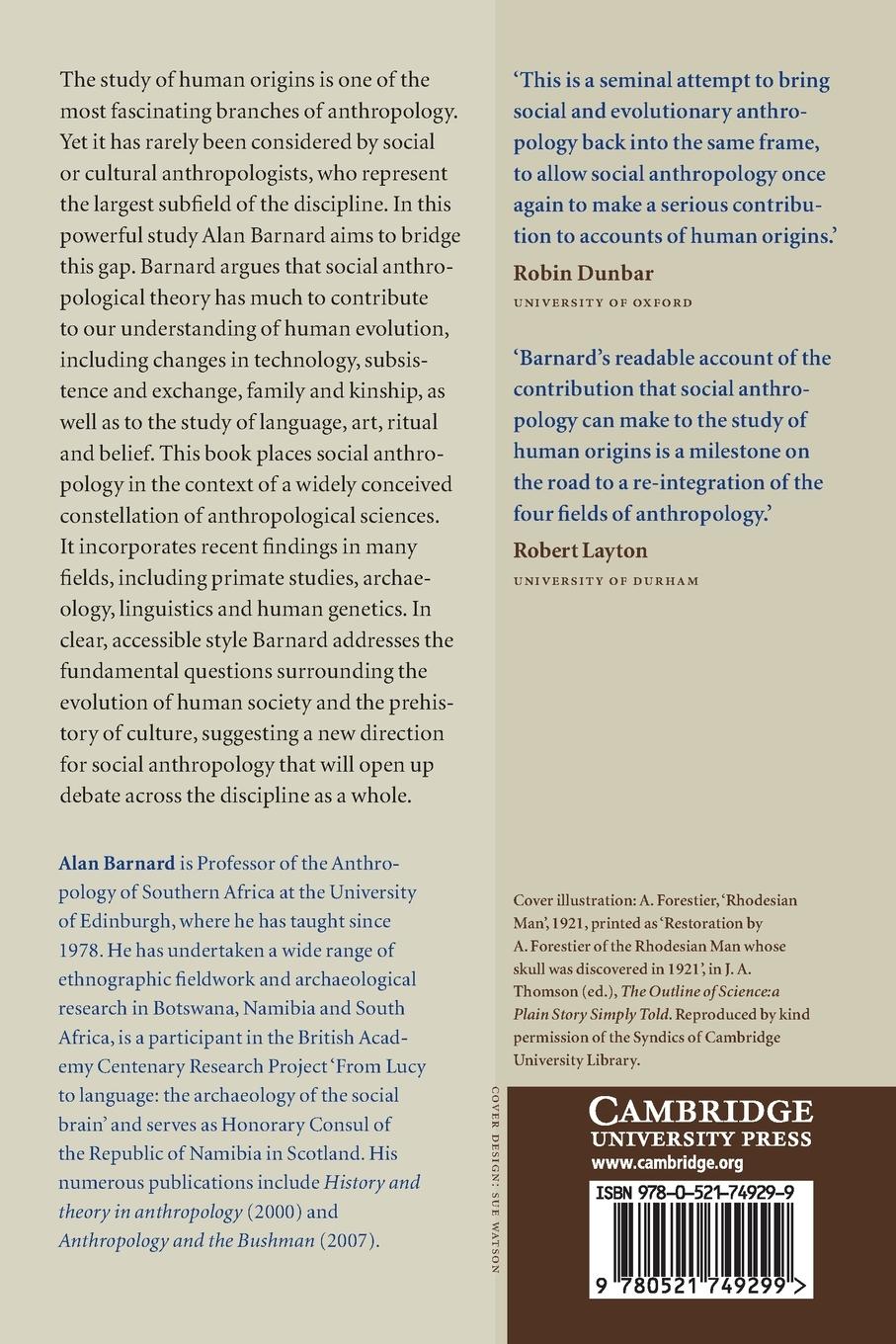 Rückseitencover Social Anthropology and Human Origins