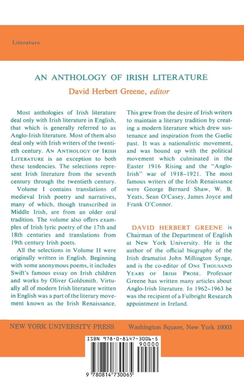Rückseitencover An Anthology of Irish Literature (Vol. 2)