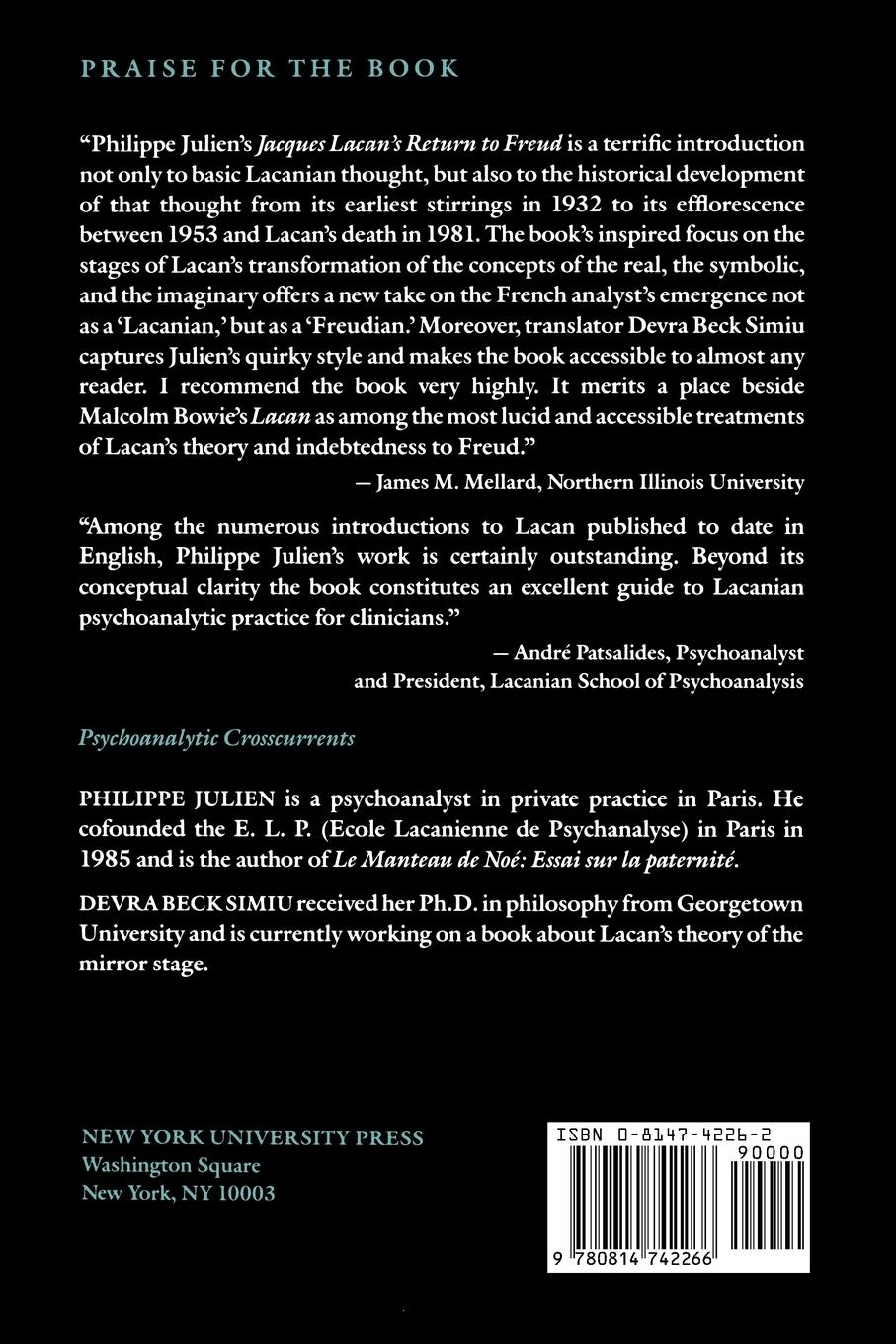 Rückseitencover Jacques Lacan's Return to Freud