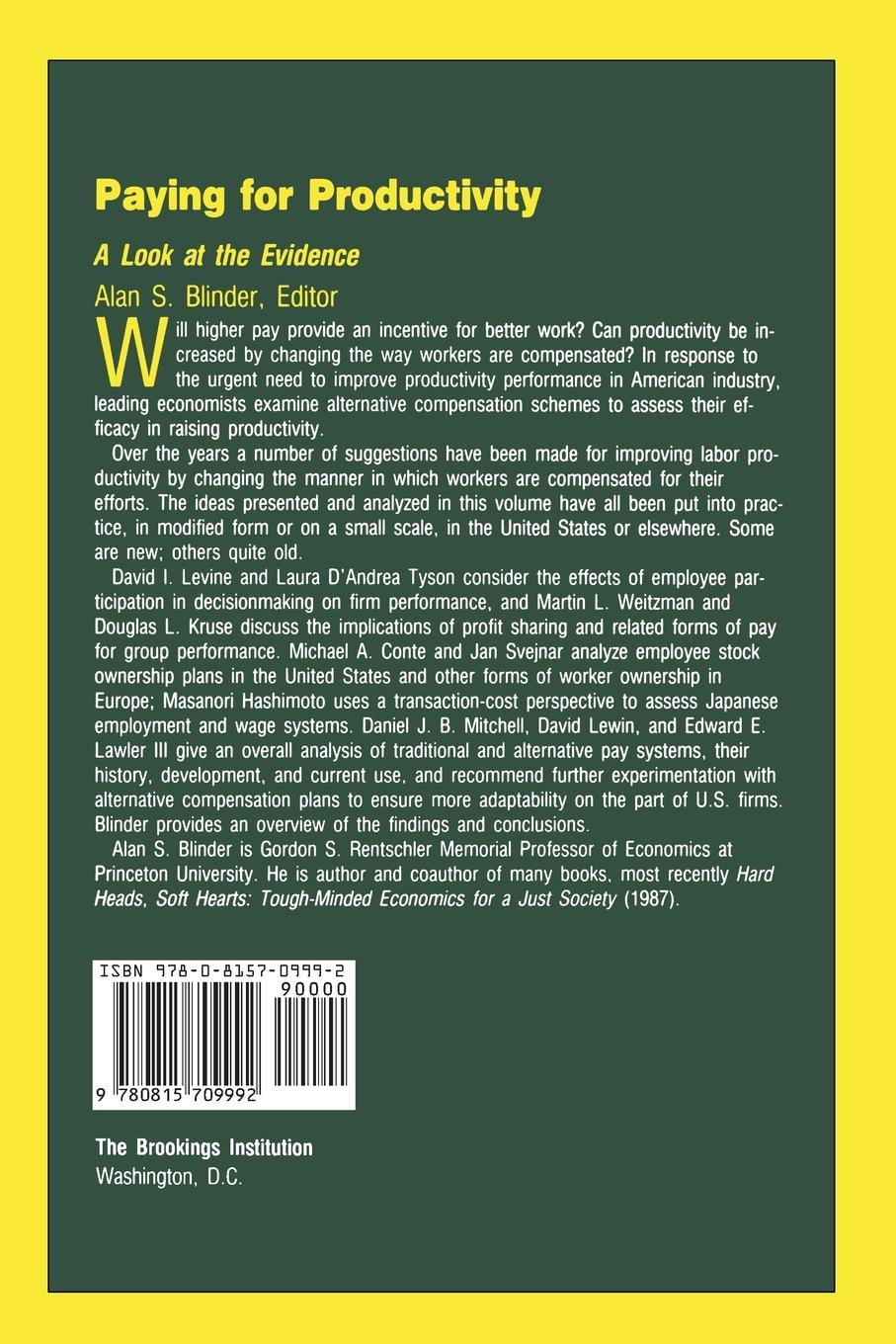 Rückseitencover Paying for Productivity