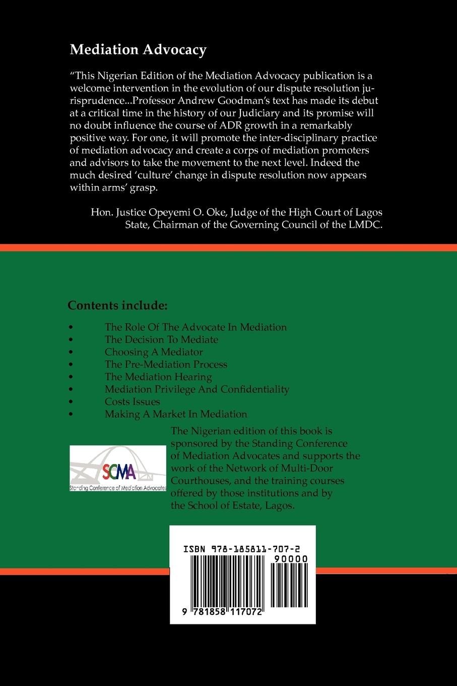 Rückseitencover Mediation Advocacy Nigeria Edition