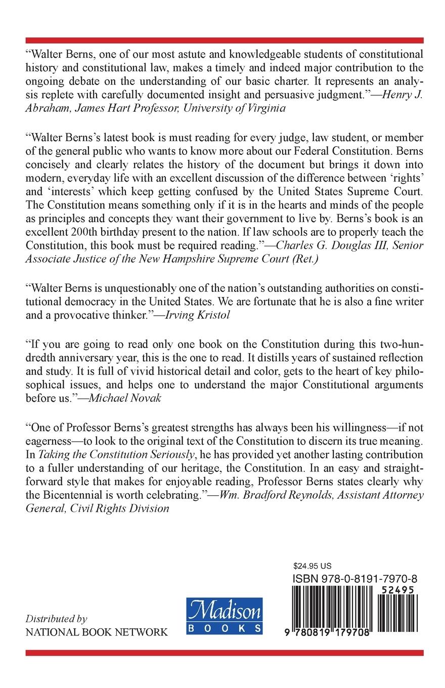 Rückseitencover Taking the Constitution Seriously