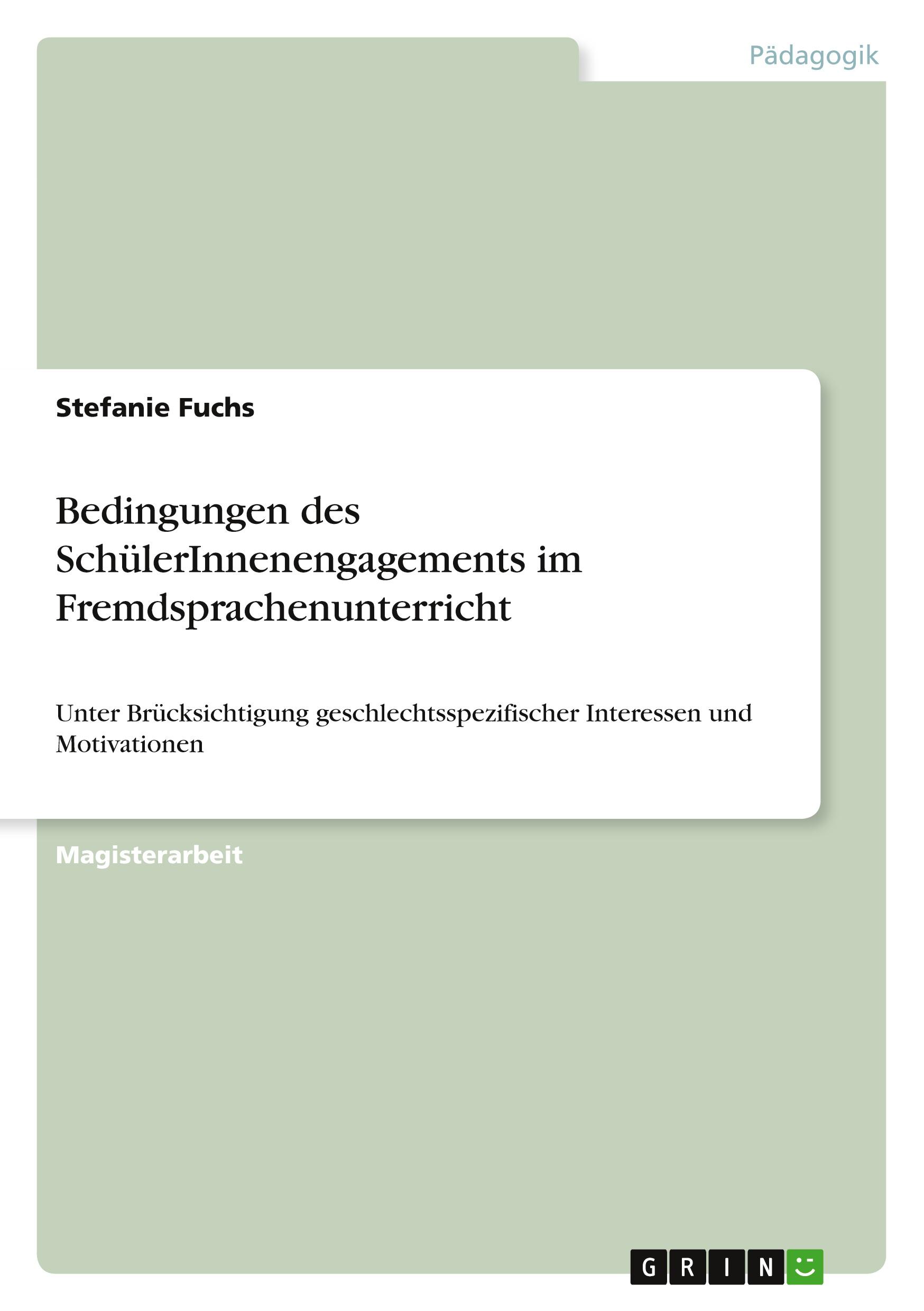 Vorderes Coverbild Bedingungen des SchülerInnenengagements im Fremdsprachenunterricht