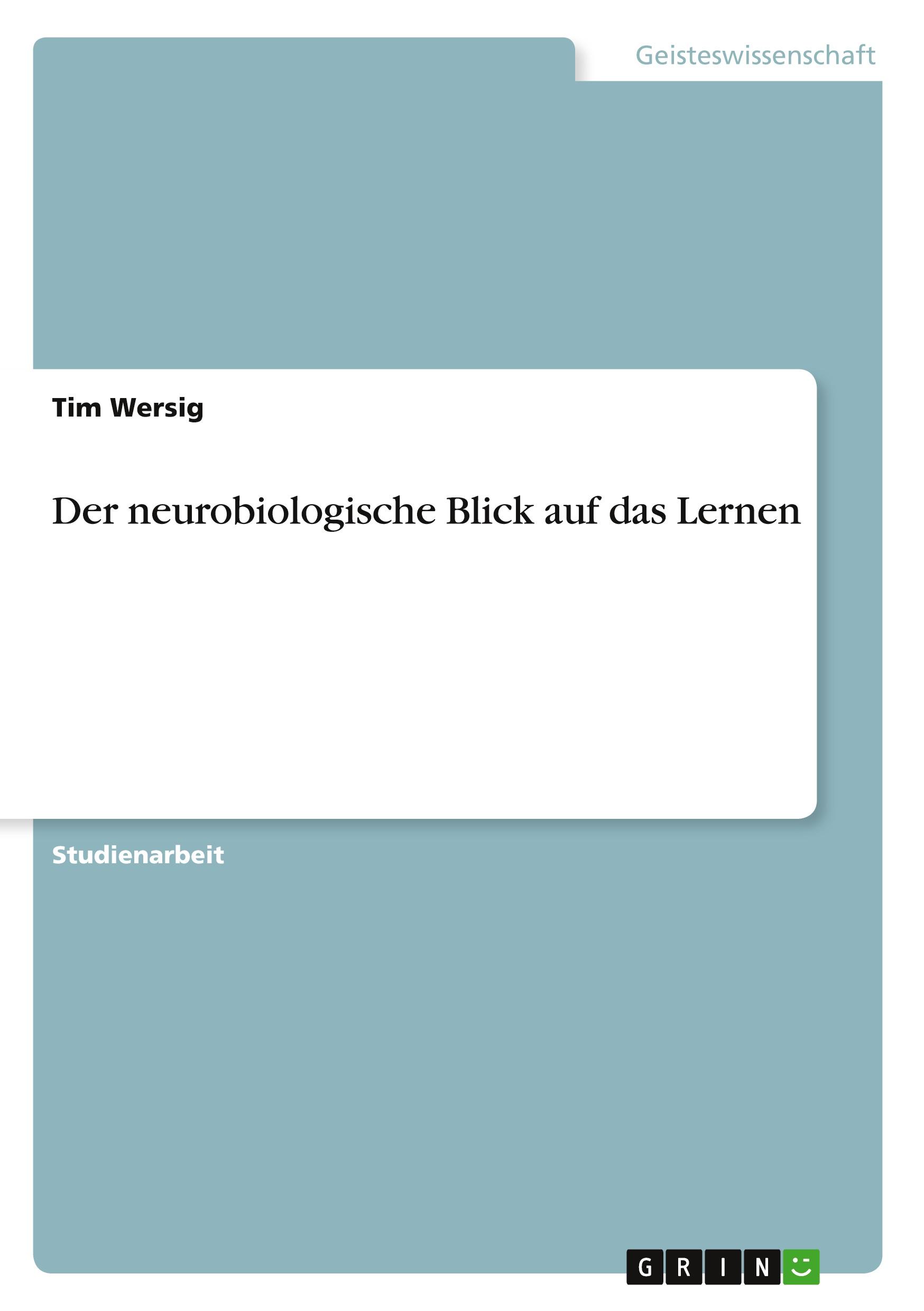 Vorderes Coverbild Der neurobiologische Blick auf das Lernen