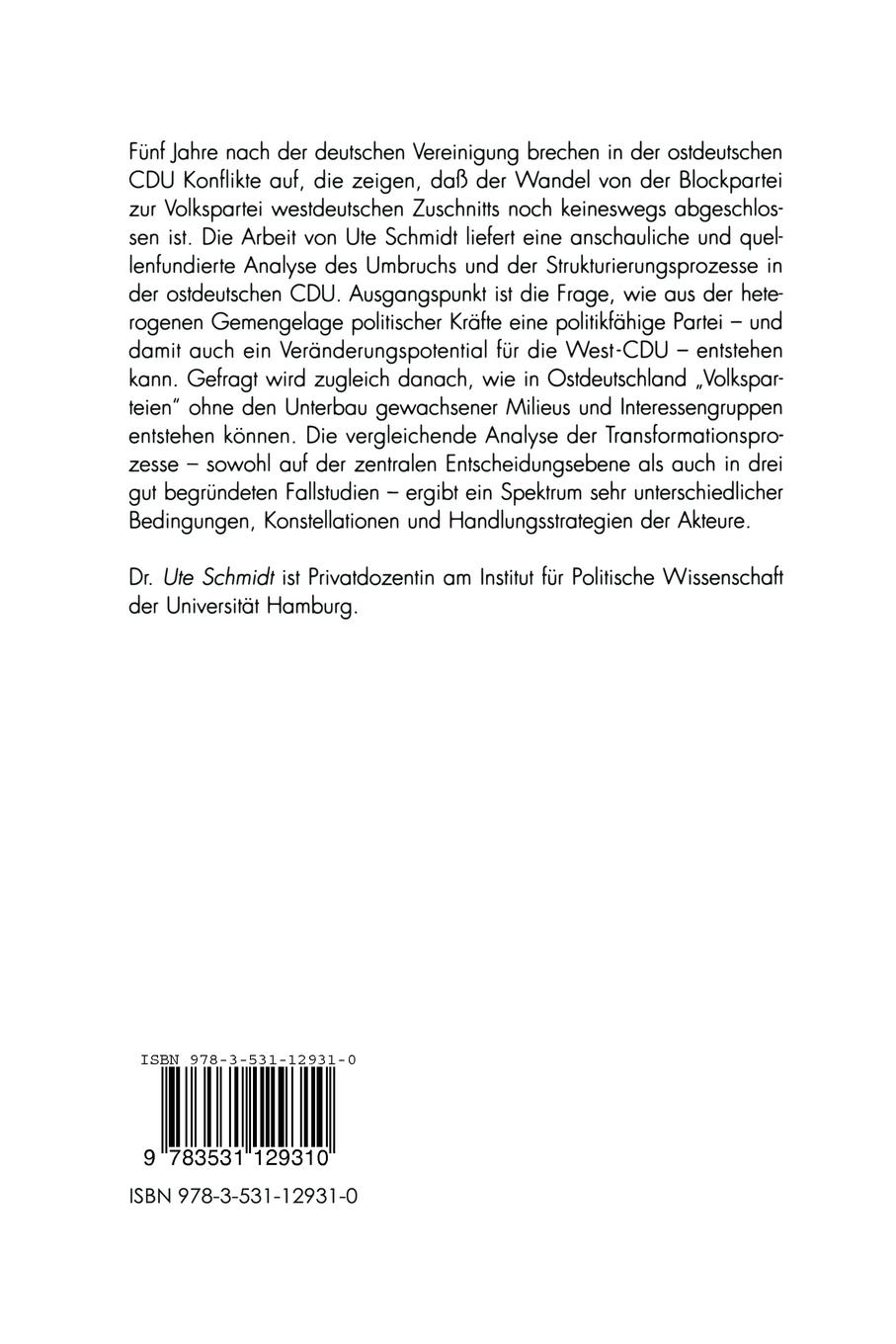 Rückseitencover Von der Blockpartei zur Volkspartei?