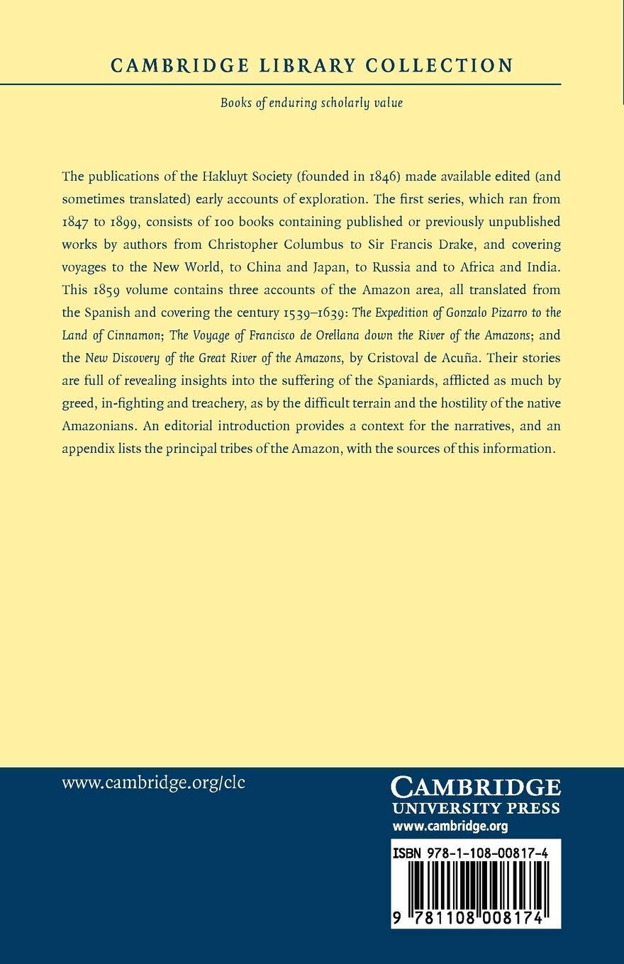 Rückseitencover Expeditions Into the Valley of the Amazons, 1539, 1540, 1639