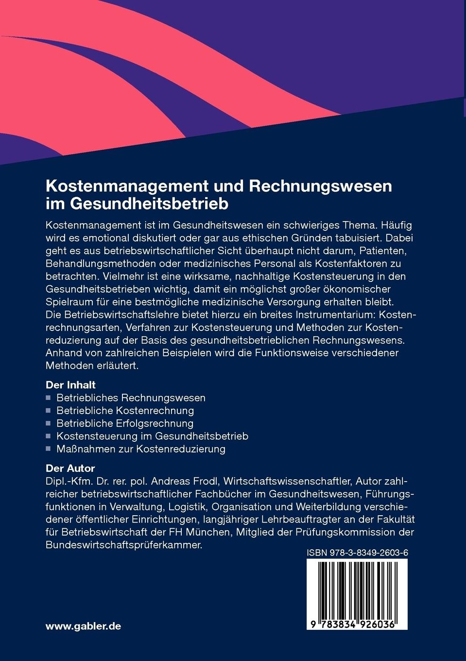 Rückseitencover Kostenmanagement und Rechnungswesen im Gesundheitsbetrieb