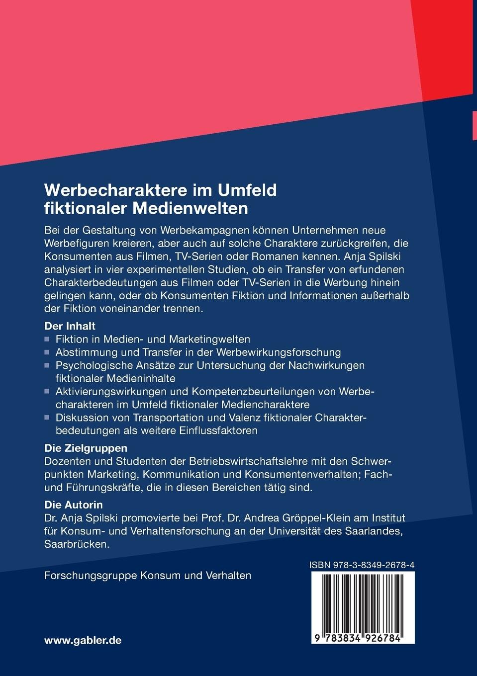 Rückseitencover Werbecharaktere im Umfeld fiktionaler Medienwelten