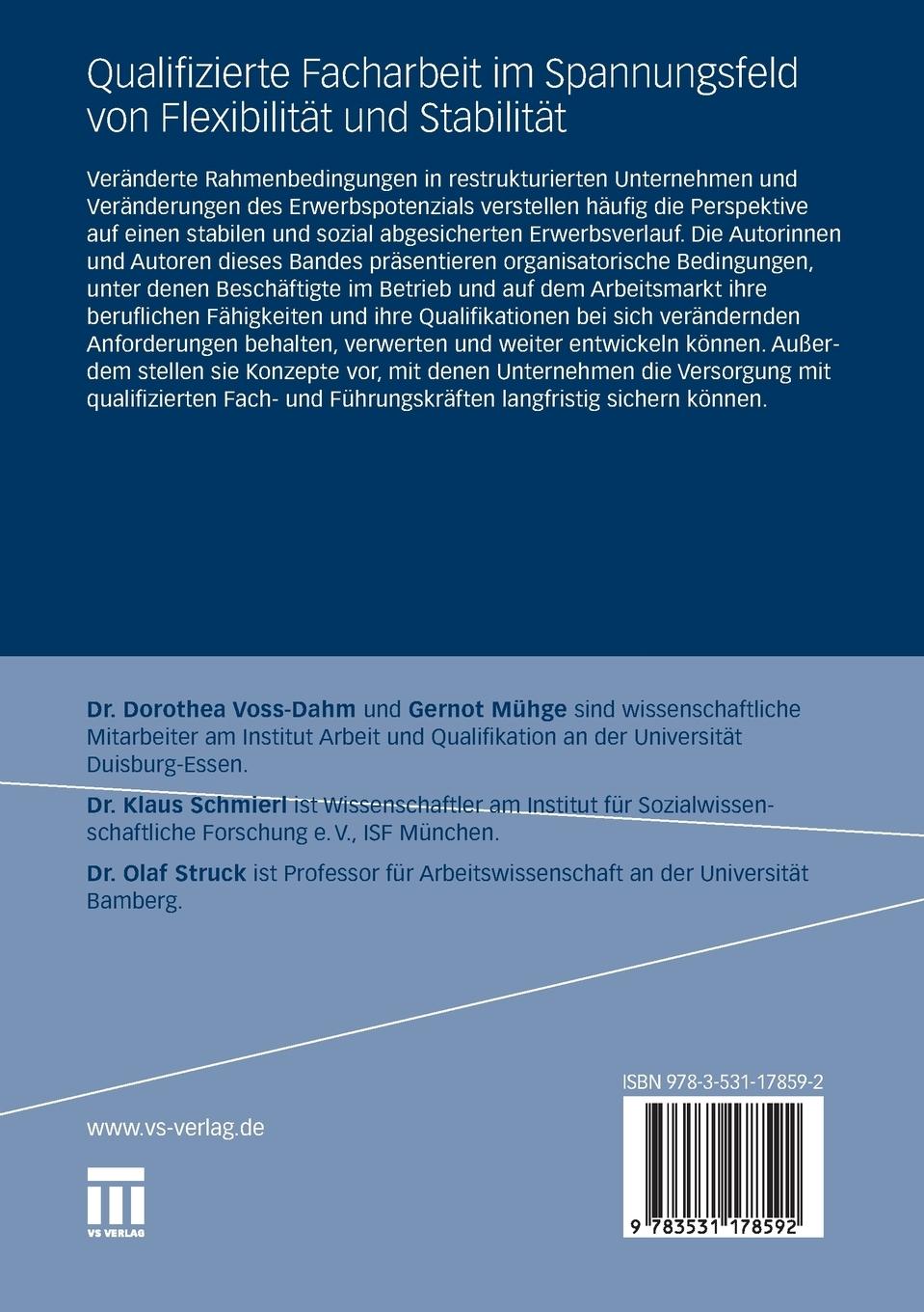Rückseitencover Qualifizierte Facharbeit im Spannungsfeld von Flexibilität und Stabilität