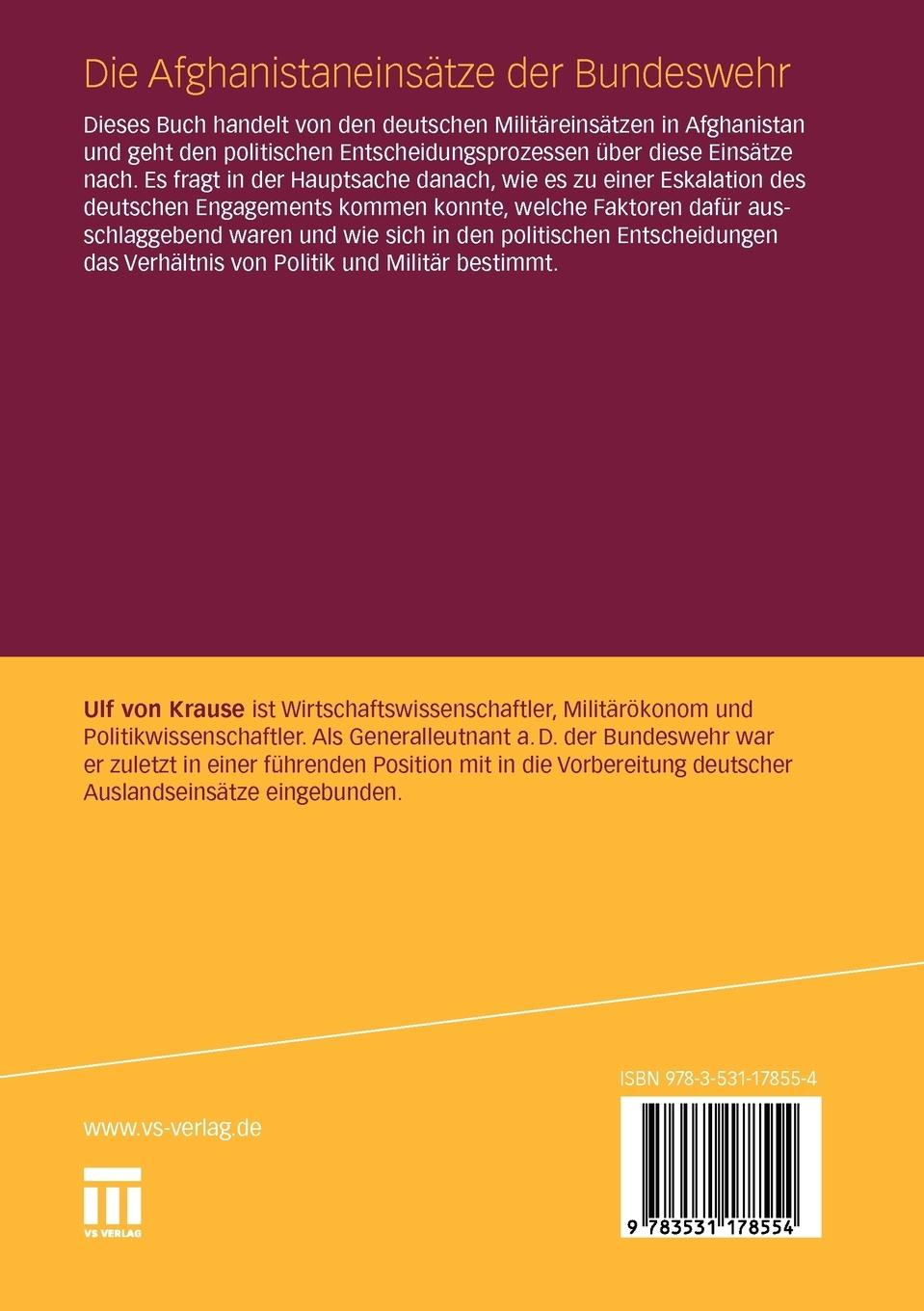 Rückseitencover Die Afghanistaneinsätze der Bundeswehr