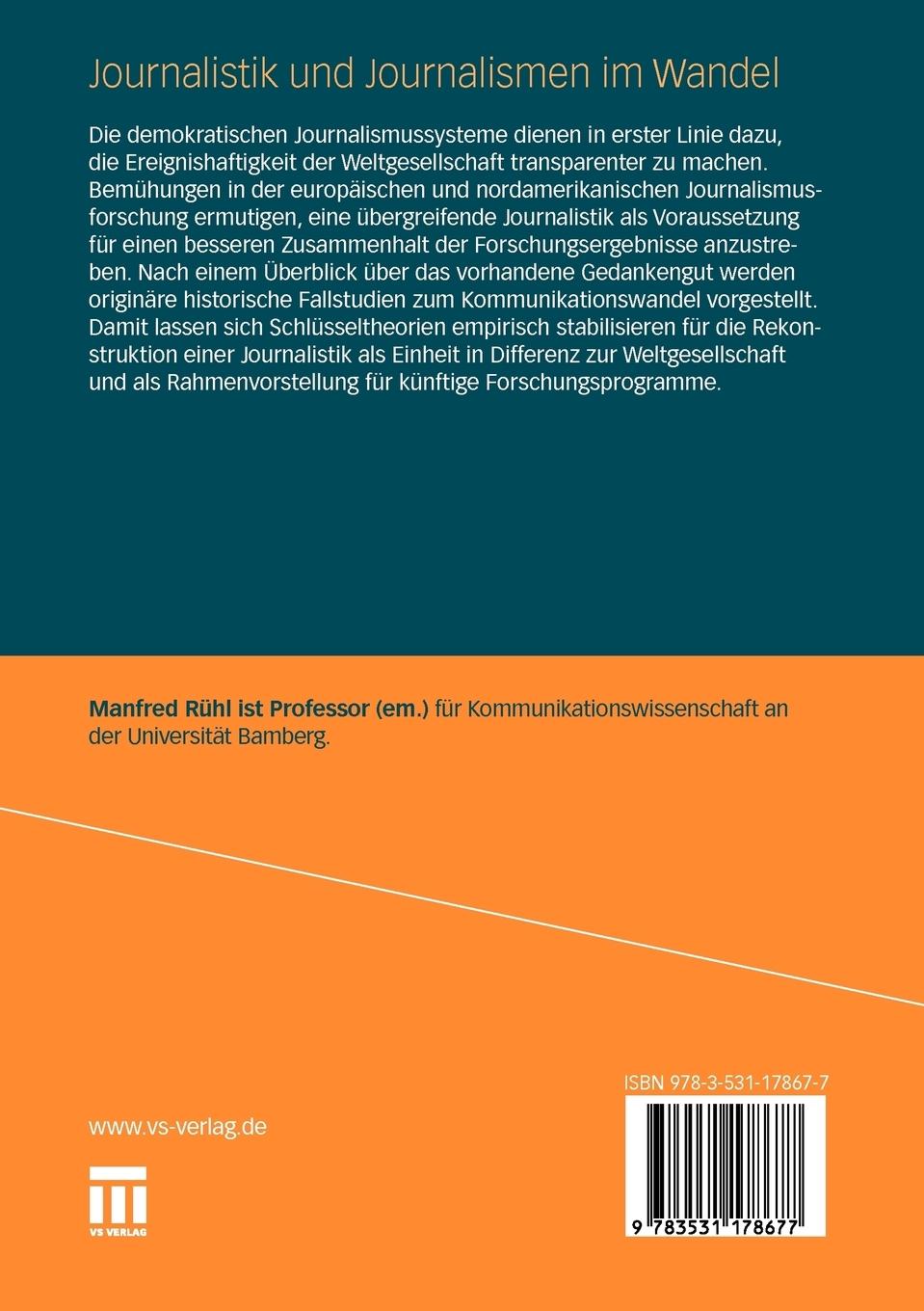 Rückseitencover Journalistik und Journalismen im Wandel