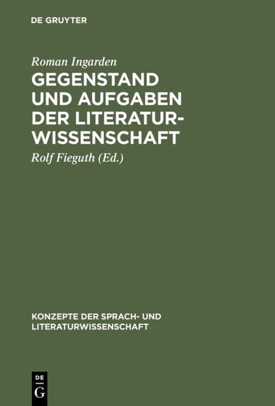 Vorderes Coverbild Gegenstand und Aufgaben der Literaturwissenschaft