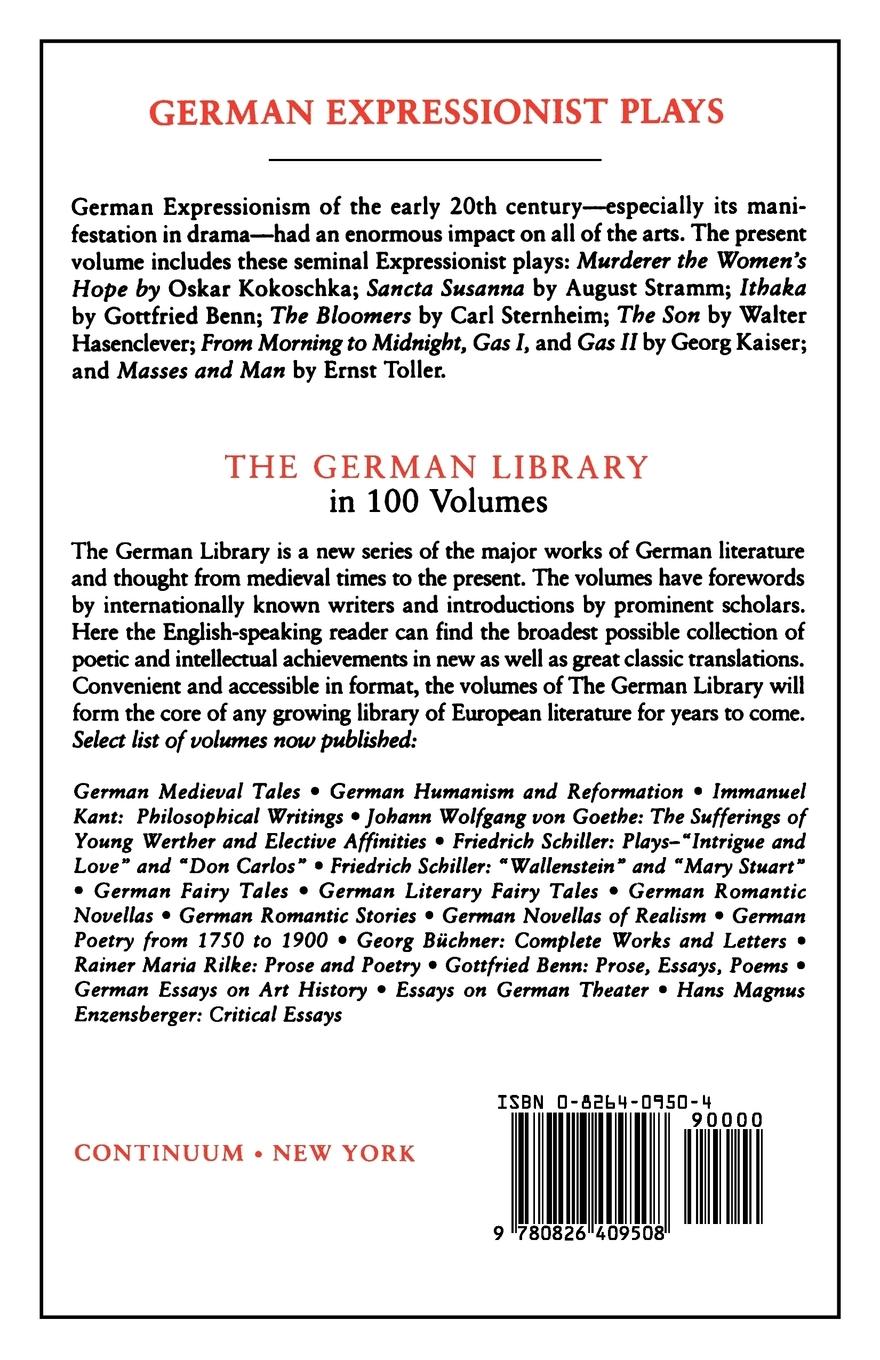 Rückseitencover German Expressionist Plays