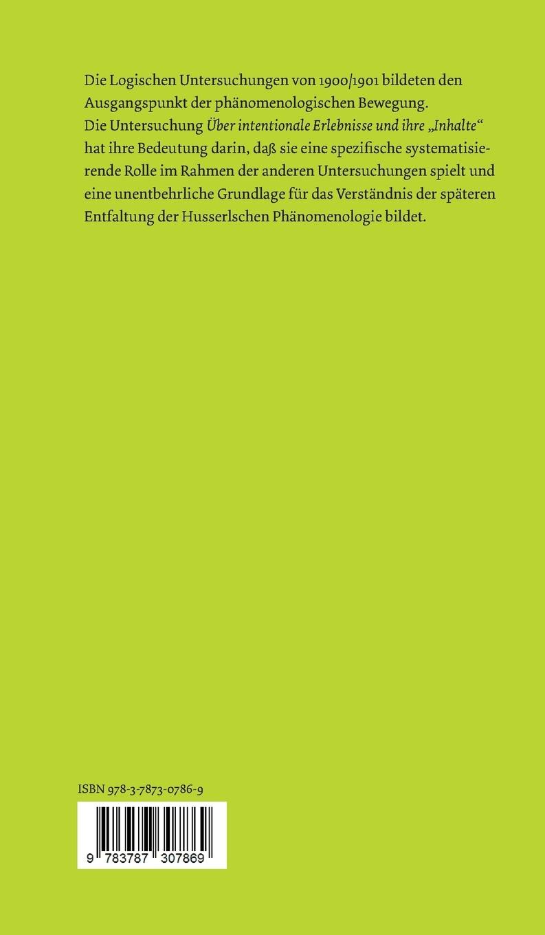 Rückseitencover V. (Fünfte) Logische Untersuchung