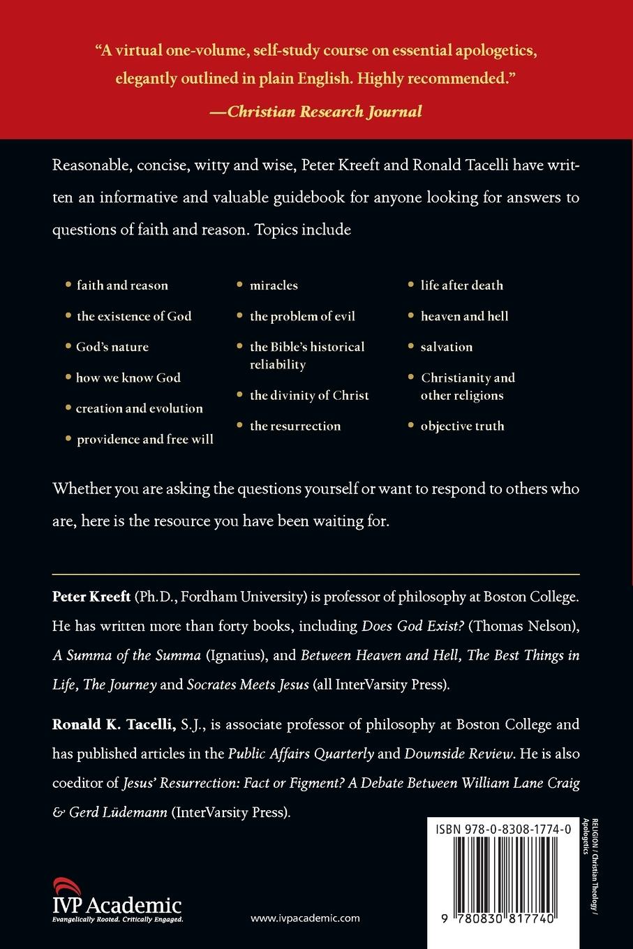 Rückseitencover Handbook of Christian Apologetics