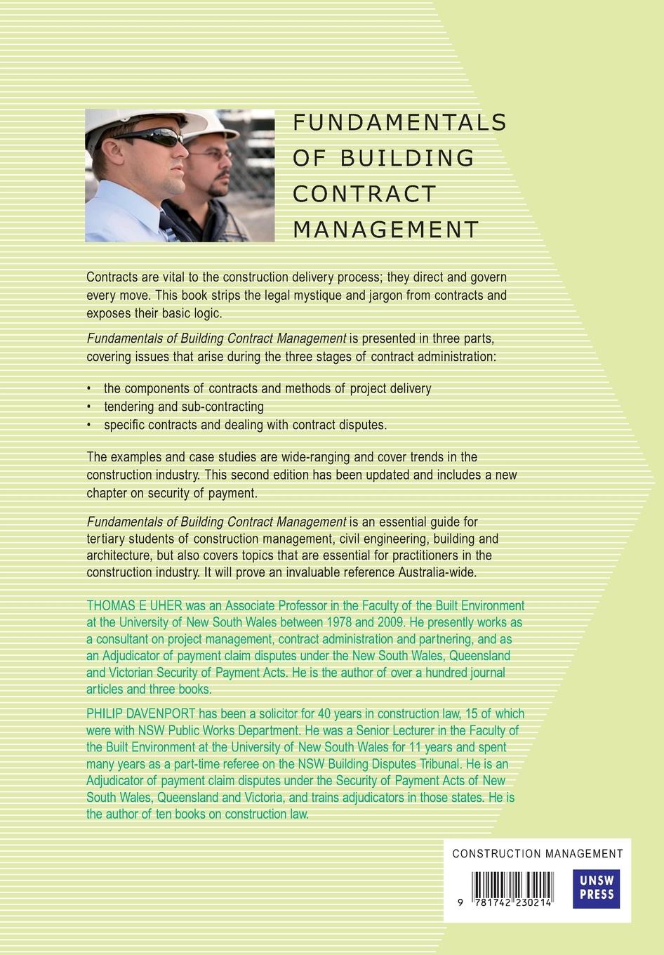 Rückseitencover Fundamentals of Building Contract Management, 2nd Edition