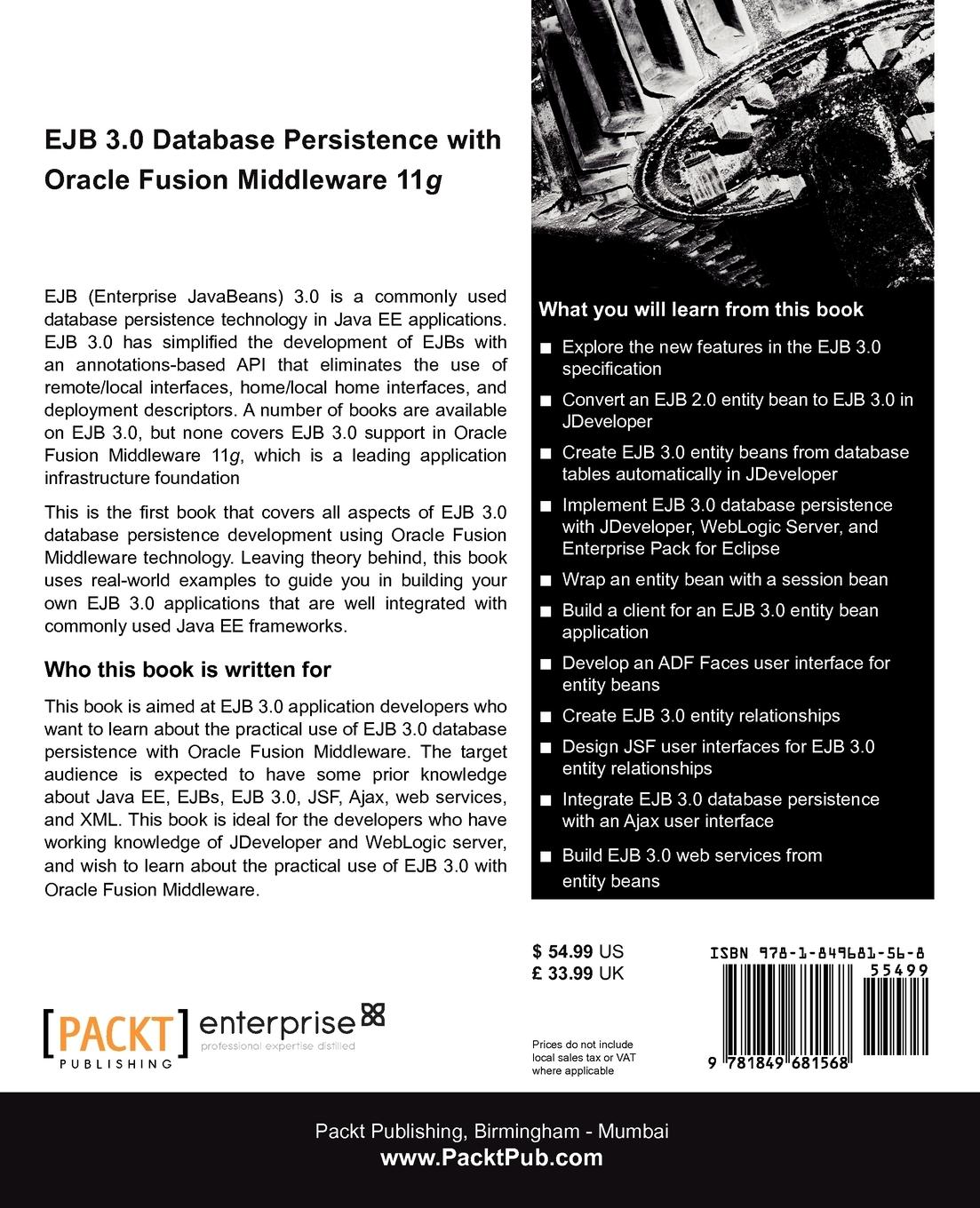 Rückseitencover Ejb 3.0 Database Persistence with Oracle Fusion Middleware 11g